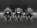 Three Wise Gremlins Figurines | Gothic Creature Decor | See No Evil Hear No Evil Speak No Evil | Dark Fantasy Shelf Decor