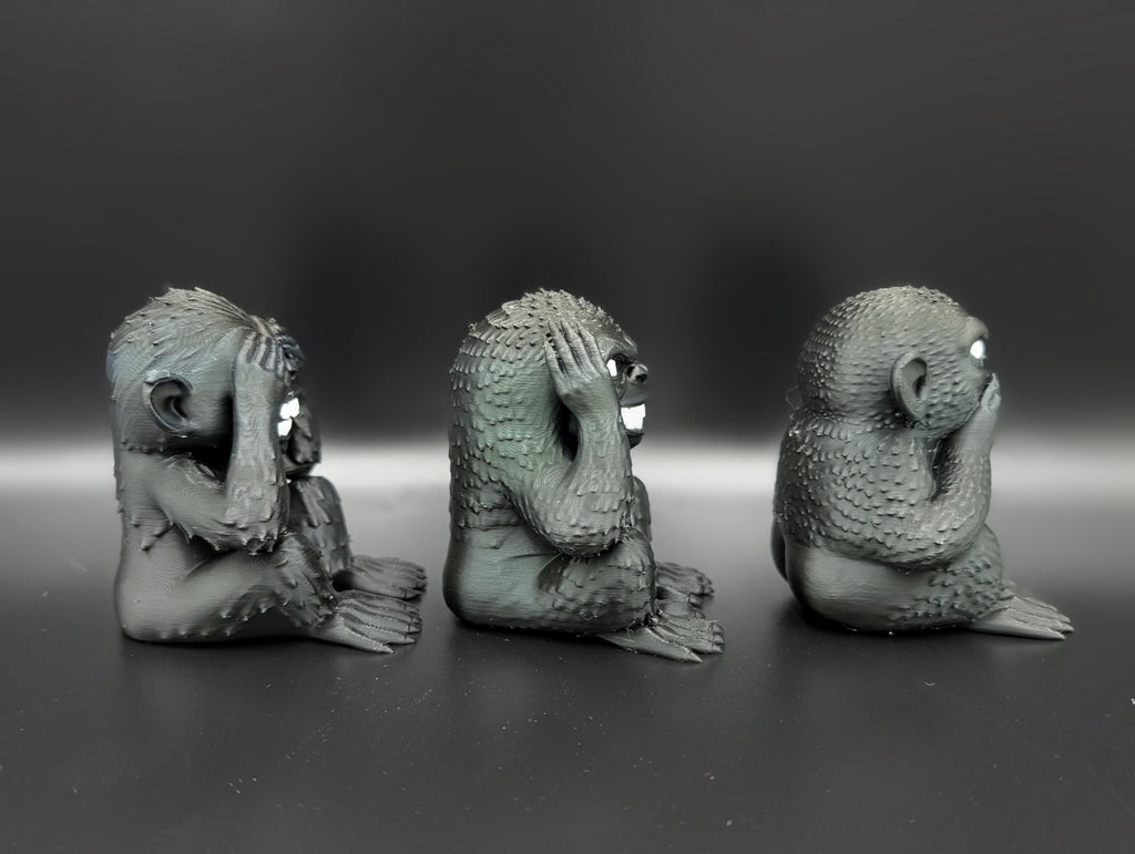 Three Wise Gremlins Figurines | Gothic Creature Decor | See No Evil Hear No Evil Speak No Evil | Dark Fantasy Shelf Decor