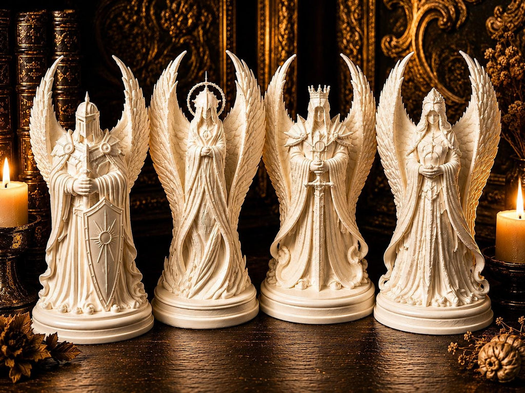 Gothic Angel King Queen Seraph Knight Homunculus Figures | 3D Printed Fantasy Shelf Decor